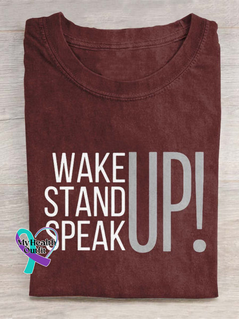 Wake Up Stand Speak Art Print Casual T-Shirt Red / S