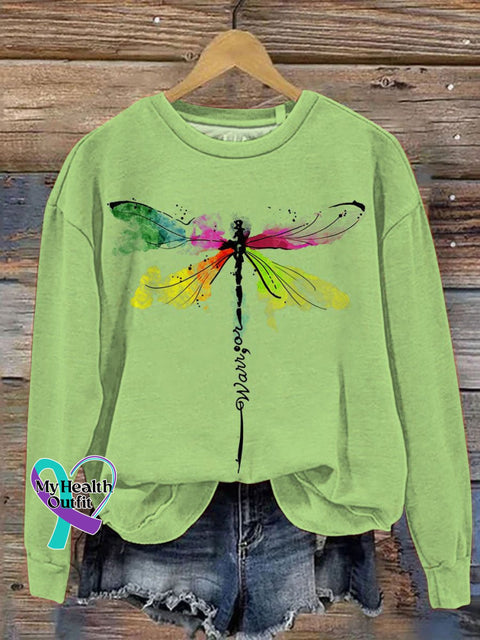 Warrior Cancer Awareness Art Print Casual Sweatshirt Green / S