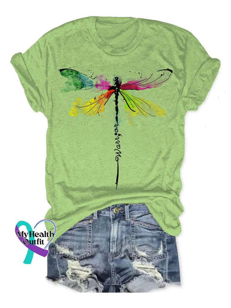 Warrior Cancer Awareness Art Print Casual T-Shirt Green / S