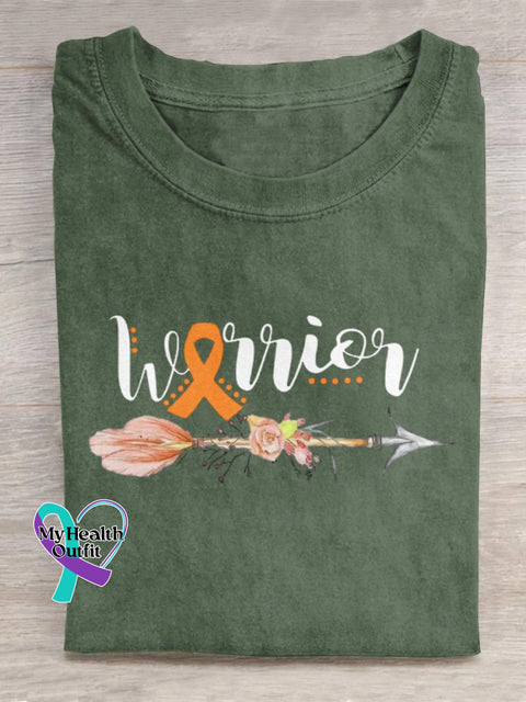 ’Warrior’ Multiple Sclerosis Awareness Texts And Ribbon Graphic Printed T-Shirt Green / S
