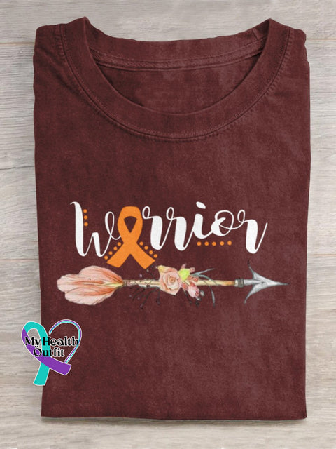 ’Warrior’ Multiple Sclerosis Awareness Texts And Ribbon Graphic Printed T-Shirt Red / S
