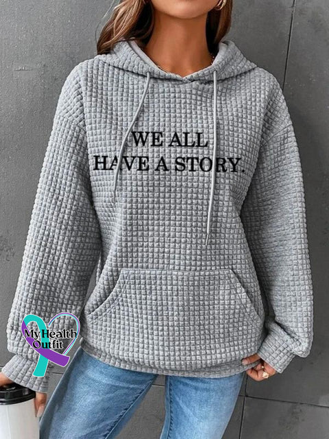 We All Have A Story Suicide Awareness Print Casual Knit Sweatshirt Grey / S