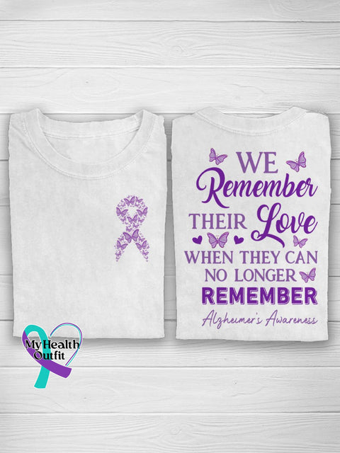 We Remember Their Love Alzheimers Awareness Never Forget T-Shirt White / S