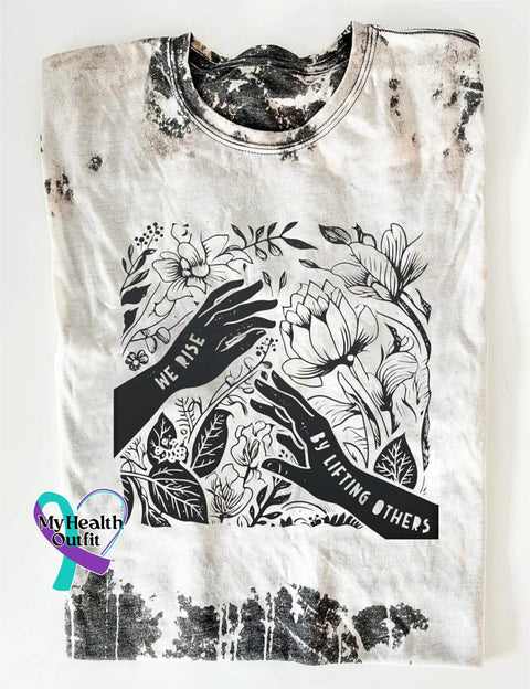 We Rise By Lifting Others Art Pattern Print Casual T-Shirt White / S
