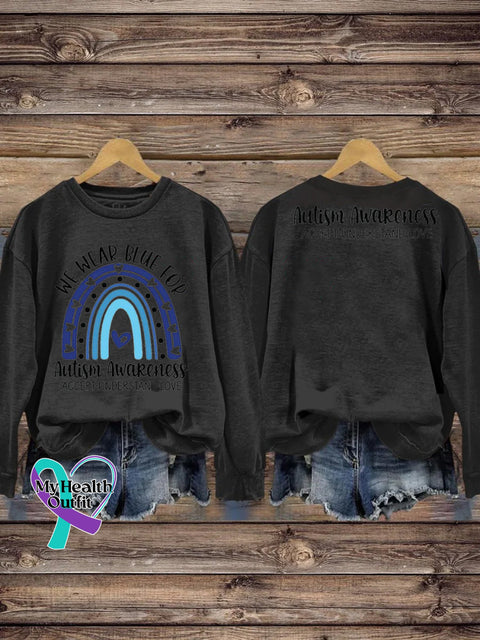 We Wear Blue For Autism Printed Casual Sweatshirt Black / S
