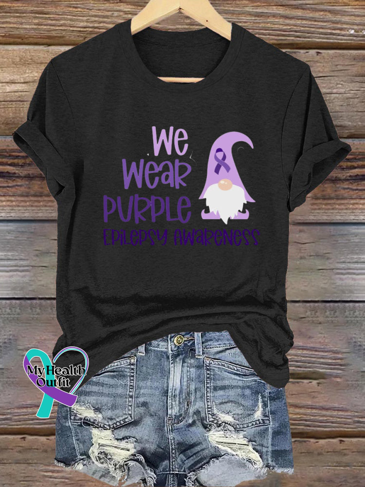 We Wear Purple Epilepsy Awareness Crew Neck Casual T-Shirt Black / S