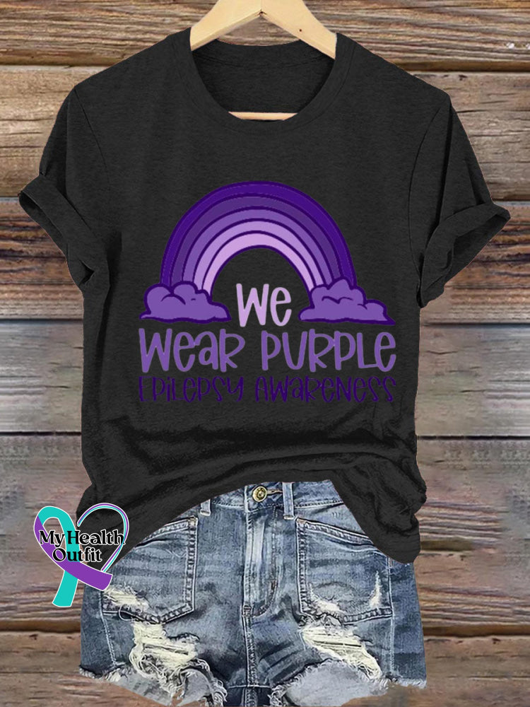 We Wear Purple Epilepsy Awareness Short Sleeve Casual t-Shirt Black / S