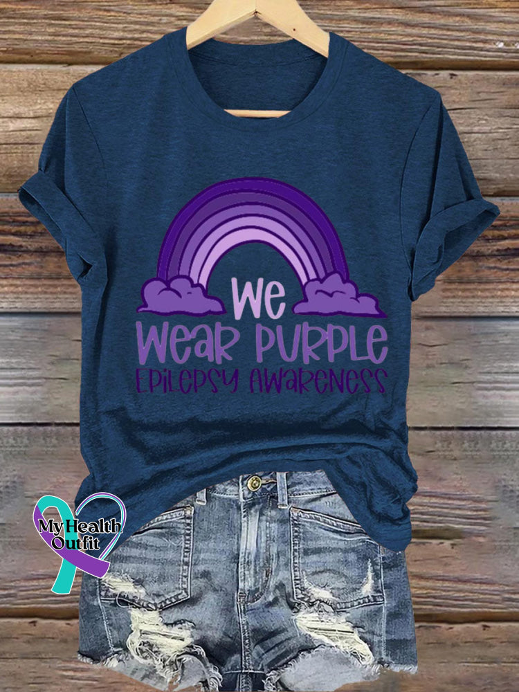 We Wear Purple Epilepsy Awareness Short Sleeve Casual t-Shirt NavyBlue / S