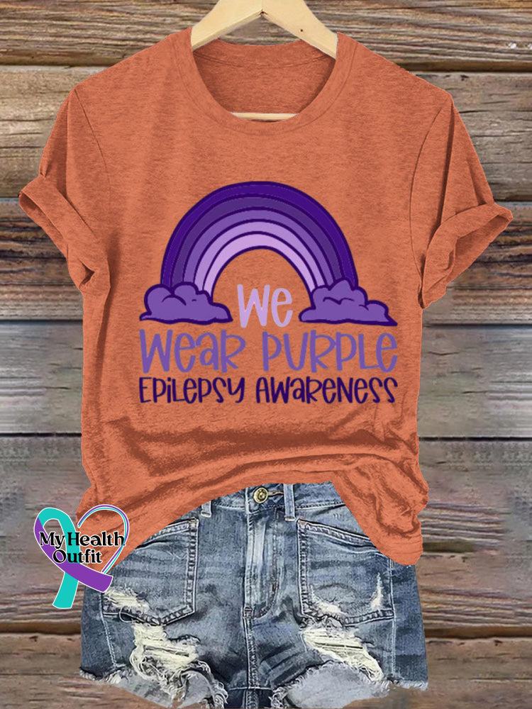 We Wear Purple Epilepsy Awareness Short Sleeve Casual t-Shirt Orange / S