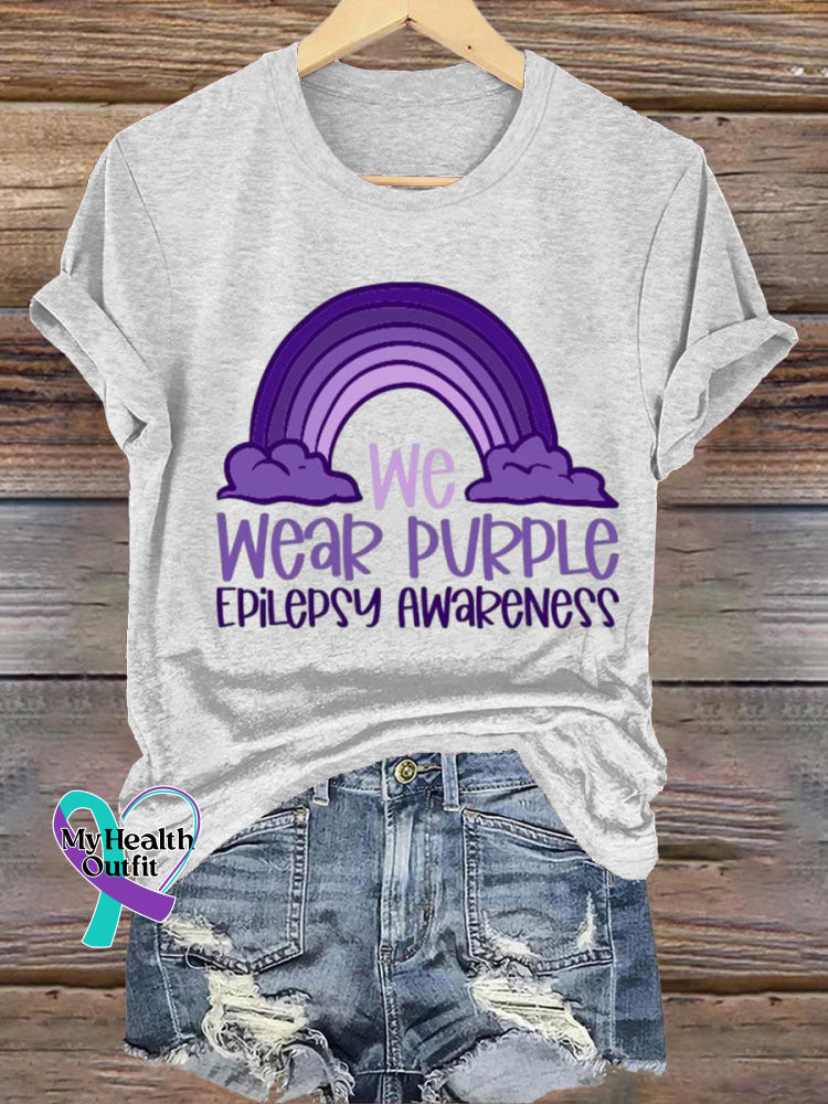 We Wear Purple Epilepsy Awareness Short Sleeve Casual t-Shirt White / S