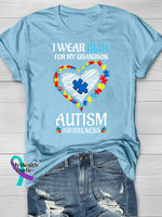 Wear Blue Autism Awareness Word Printing T-Shirt / S