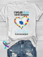 Wear Blue Autism Awareness Word Printing T-Shirt White / S