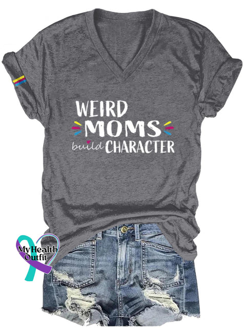 Weird Moms Build Character Lgbt Art Print Casual T-Shirt Grey / S
