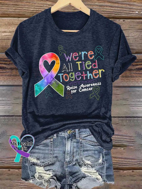 We’re All Tied Together Raise Awareness for Cancer T-shirt Blue / S
