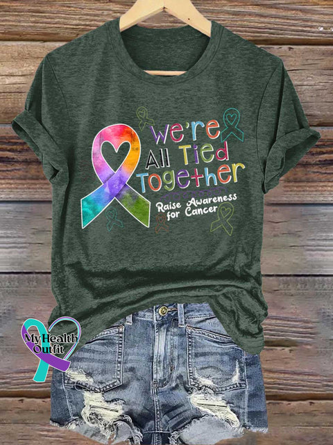 We’re All Tied Together Raise Awareness for Cancer T-shirt Green / S