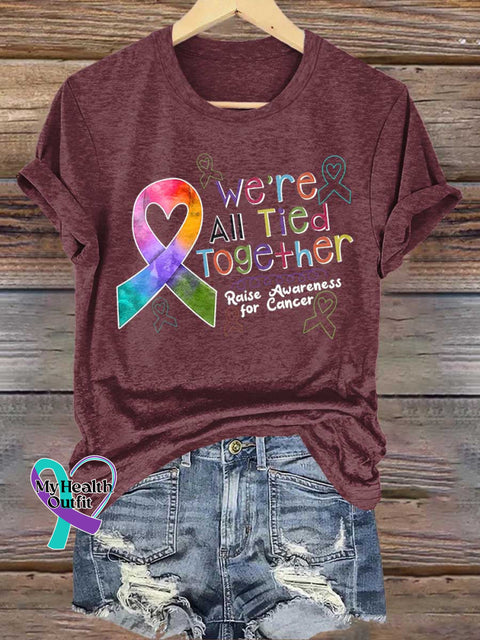 We’re All Tied Together Raise Awareness for Cancer T-shirt Red / S