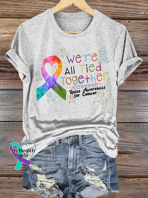 We’re All Tied Together Raise Awareness for Cancer T-shirt White / S