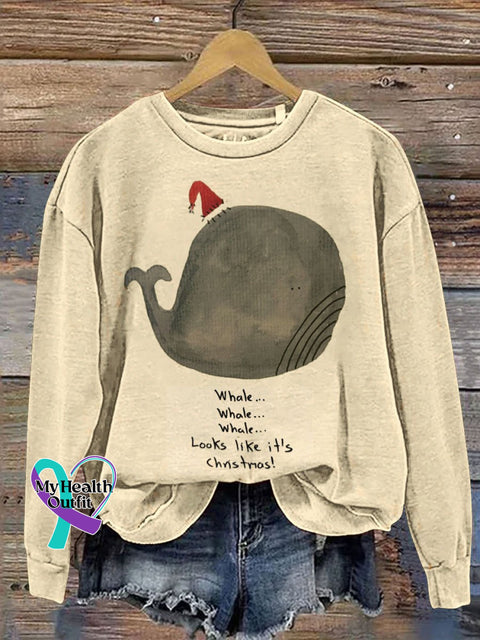 Whale Funny Christmas Print Casual Sweatshirt Sand / S