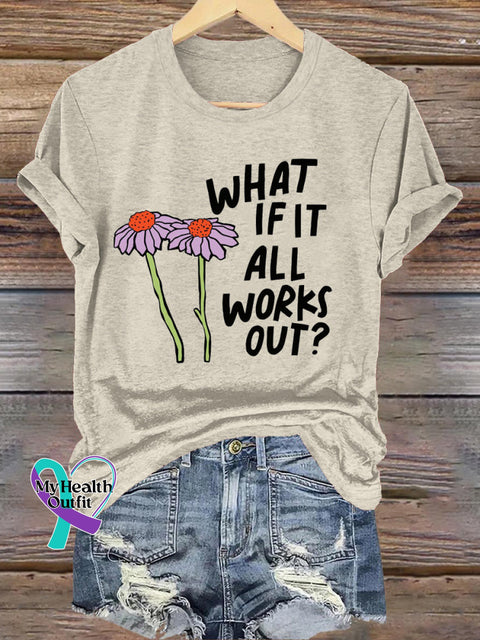 What If It All Works Out Printed Casual Crew Neck Short Sleeve T-Shirt Beige / S