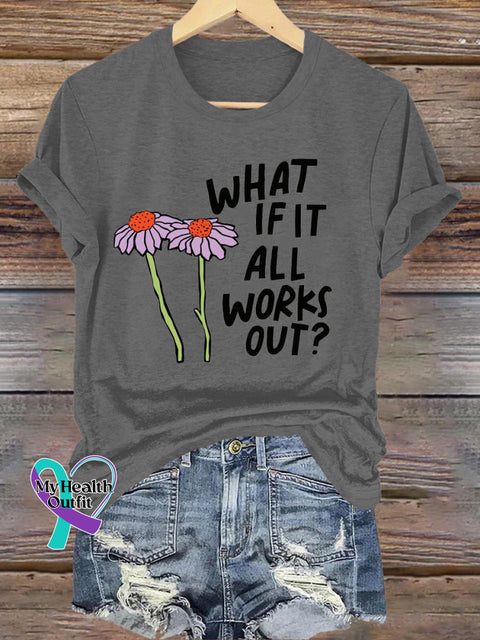 What If It All Works Out Printed Casual Crew Neck Short Sleeve T-Shirt Grey / S
