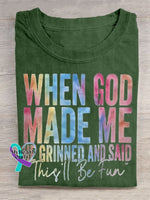 When God Made Me Art Print T-shirt Green / S