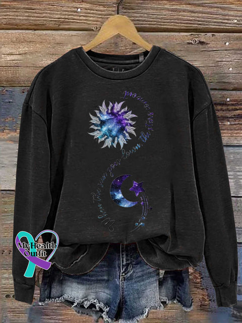 When The Sun Goes Down Stars Comes Out Suicide Prevention Awareness Casual Sweatshirt Black / S