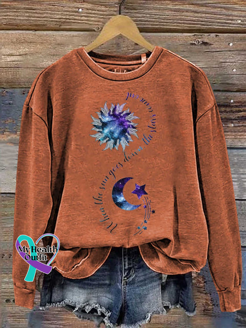 When The Sun Goes Down Stars Comes Out Suicide Prevention Awareness Casual Sweatshirt Orange / S