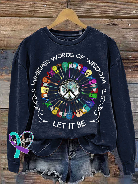 Whisper Word Of Wisdom Let It Be Guitar Peace Sign Casual Sweatshirt Blue / S