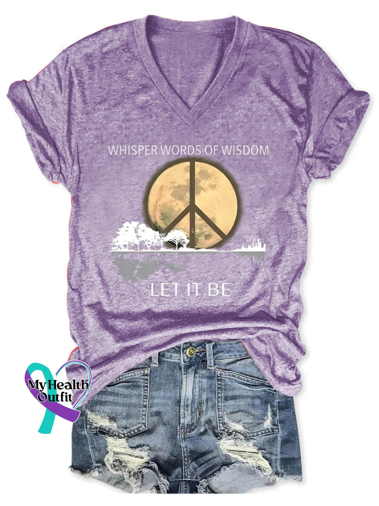 Whisper Words Of Wisdom Let It Be Art Casual T-Shirt Purple / S