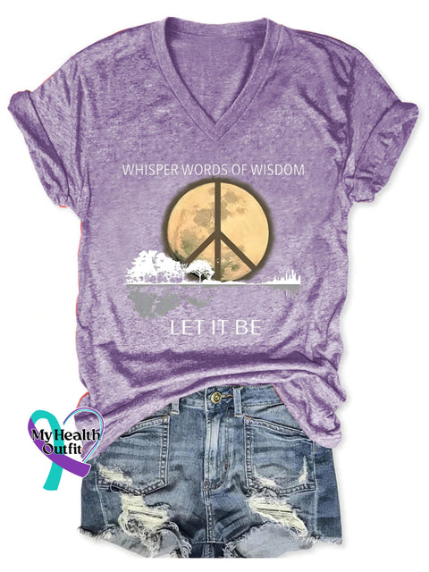Whisper Words Of Wisdom Let It Be Art Casual T-Shirt Purple / S