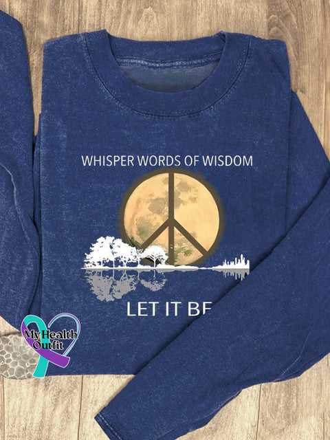 Whisper Words Of Wisdom Let It Be Art Print Casual Long Sleeves Blue / S
