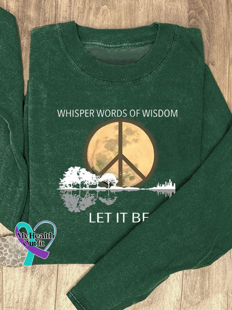 Whisper Words Of Wisdom Let It Be Art Print Casual Long Sleeves Green / S