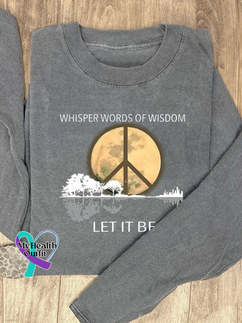 Whisper Words Of Wisdom Let It Be Art Print Casual Long Sleeves Grey / S