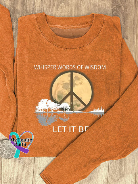 Whisper Words Of Wisdom Let It Be Art Print Casual Long Sleeves Orange / S