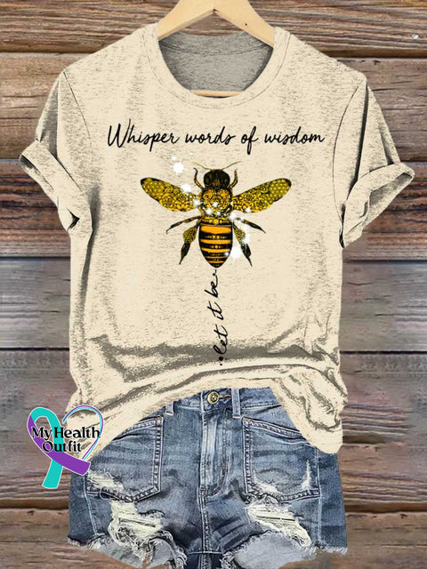 Whisper Words Of Wisdom Let It Be Art Print Casual T-shirt Apricot / S