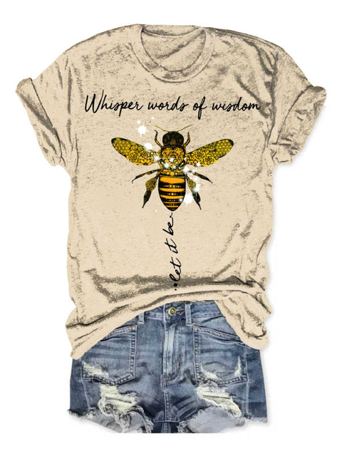 Whisper Words Of Wisdom Let It Be Art Print Casual T-shirt Apricot / S