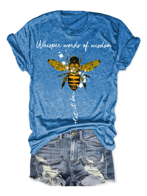 Whisper Words Of Wisdom Let It Be Art Print Casual T-shirt Blue / S