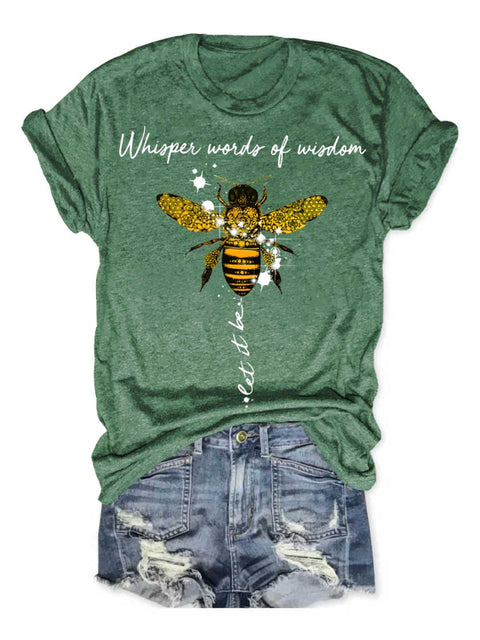 Whisper Words Of Wisdom Let It Be Art Print Casual T-shirt Green / S