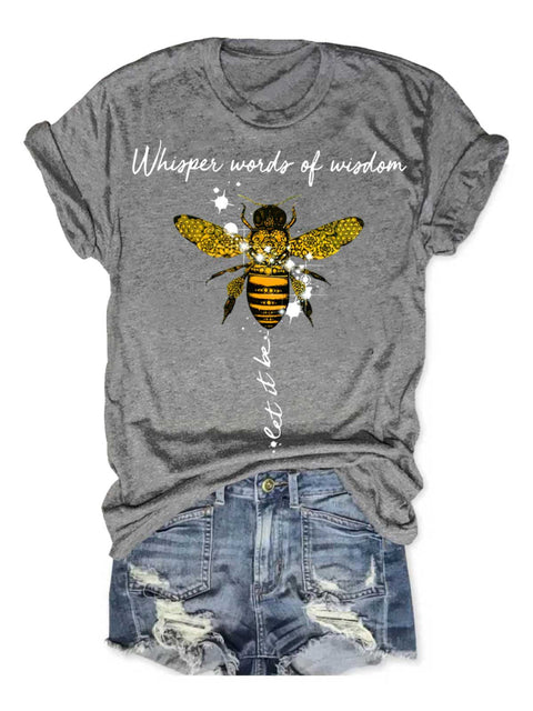 Whisper Words Of Wisdom Let It Be Art Print Casual T-shirt Grey / S