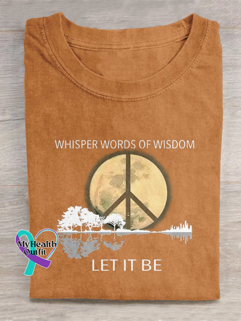Whisper Words Of Wisdom Let It Be Art Print Casual T-Shirt Orange / S