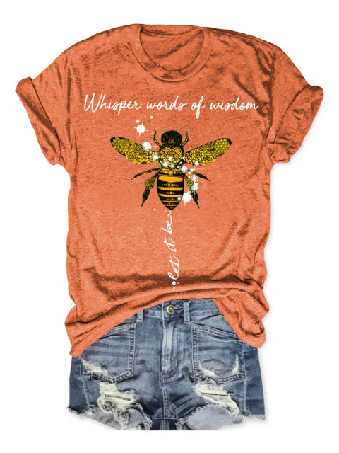 Whisper Words Of Wisdom Let It Be Art Print Casual T-shirt Orange / S