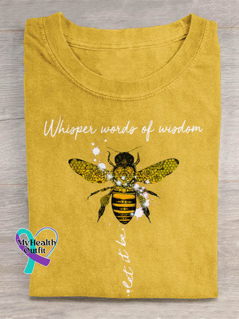 Whisper Words Of Wisdom Let It Be Art Print Casual T-shirt Yellow / S