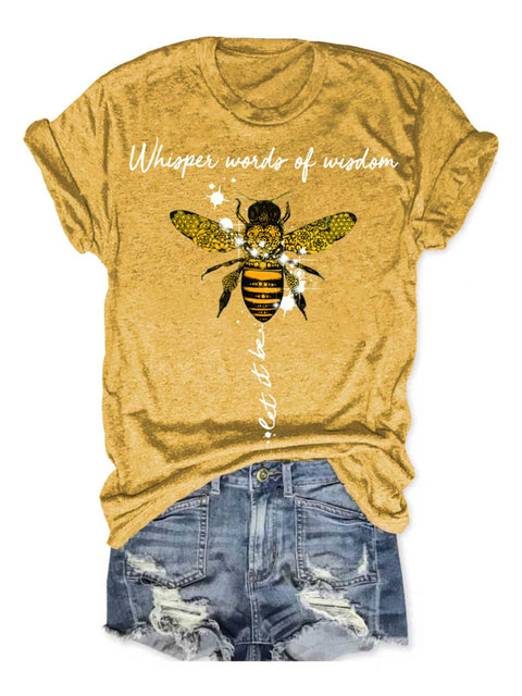 Whisper Words Of Wisdom Let It Be Art Print Casual T-shirt Yellow / S