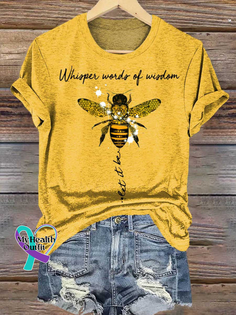 Whisper Words Of Wisdom Let It Be Art Print Casual T-shirt Yellow / S