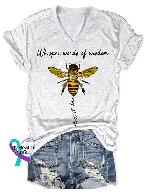 Whisper Words Of Wisdom Let It Be Art Print V-neck Casual T-Shirt White / S