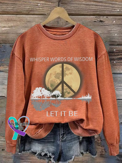 Whisper Words Of Wisdom Let It Be Crew Neck Long Sleeve Sweatshirt Orange / S