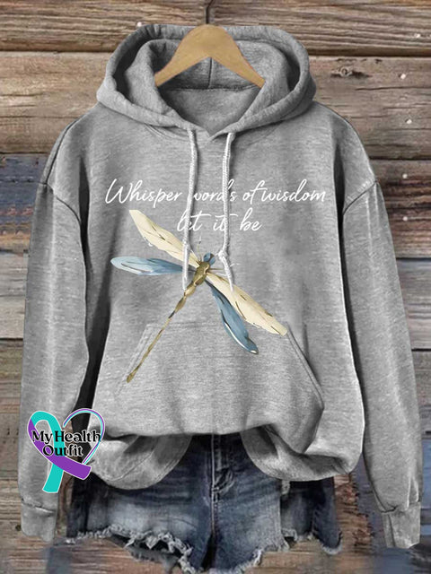 Whisper Words Of Wisdom Let It Be Dragonfly Casual Hoodie Sweatshirt Grey / S