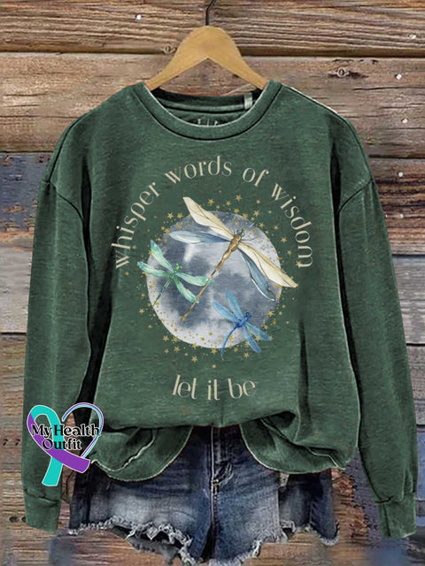 Whisper Words Of Wisdom Let It Be Dragonfly Casual Sweatshirt Green / S