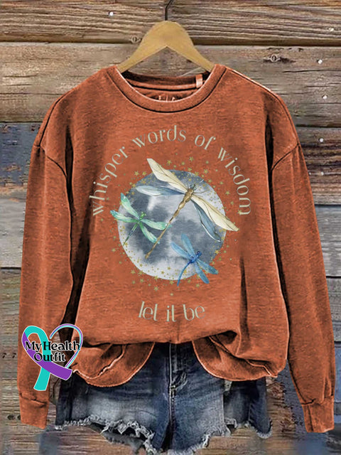 Whisper Words Of Wisdom Let It Be Dragonfly Casual Sweatshirt Orange / S