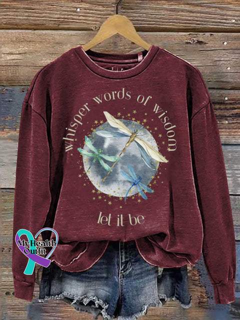 Whisper Words Of Wisdom Let It Be Dragonfly Casual Sweatshirt Red / S